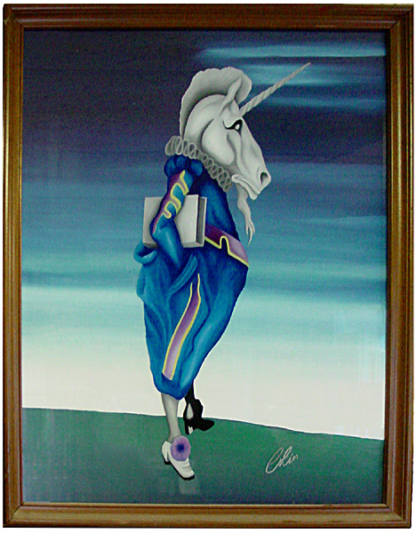 Reverse Glass Painting of Unicorn by Colin Macindoe 