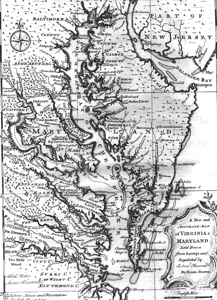 Map of Virginia & Maryland - 1752