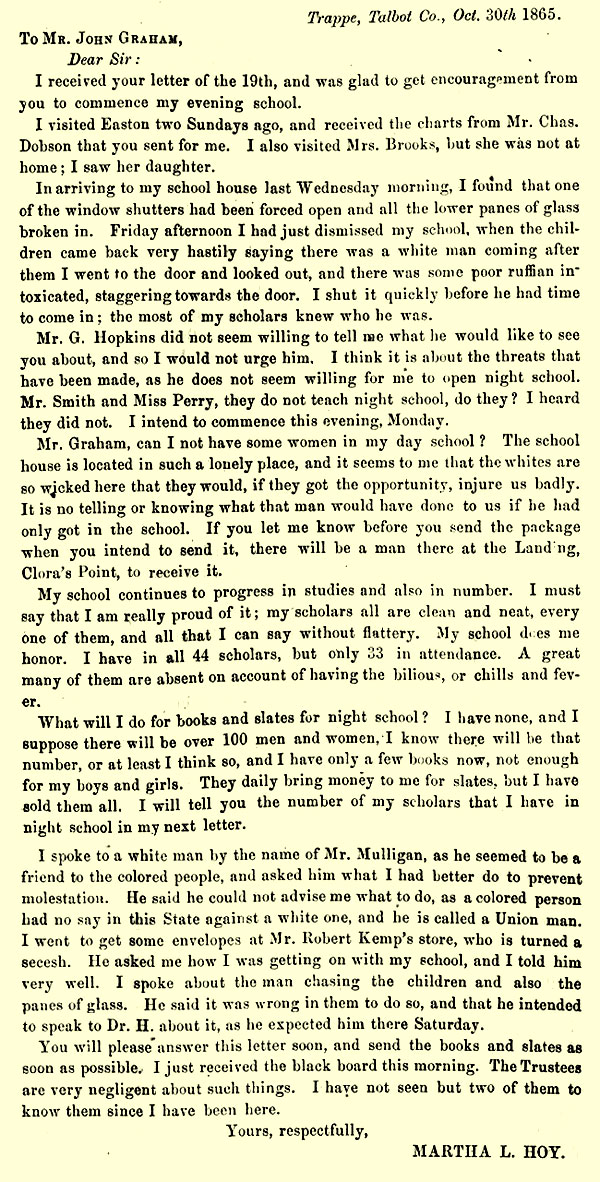 Trappe's First African American School-1865