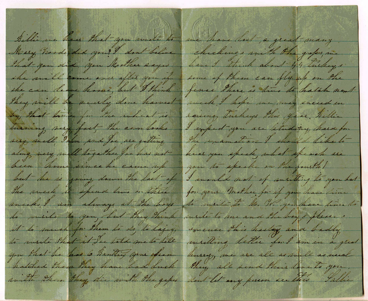 June 10, 1860 letter from a Caulk family friend staying at Isle of Rays farm near Trappe