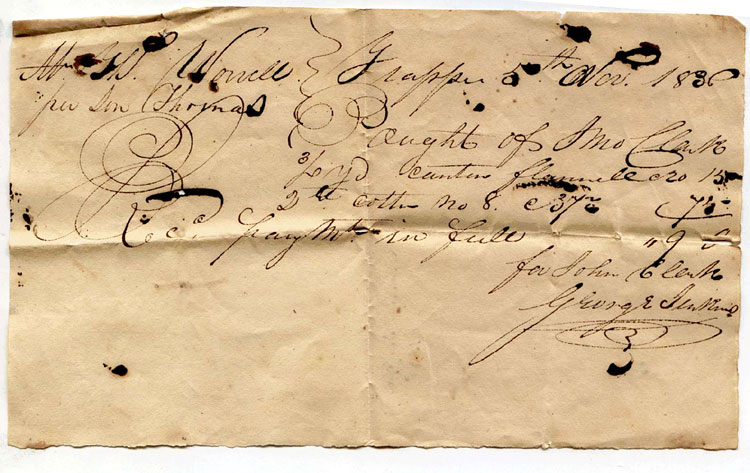 Bill dated 1836 from John Clark