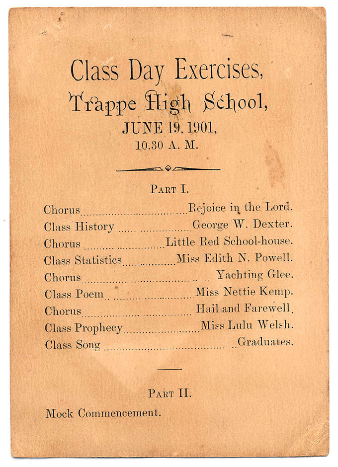 Trappe High School Class Day Program 1901