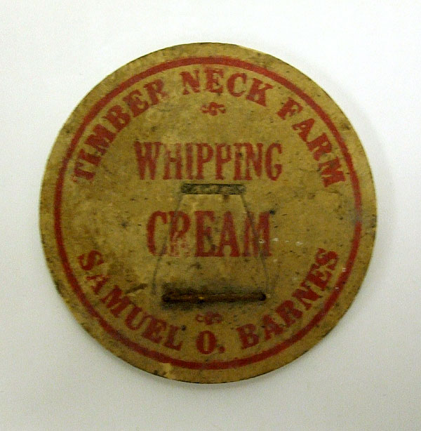 Timber Neck Farm whipping cream bottle top circa 1930s