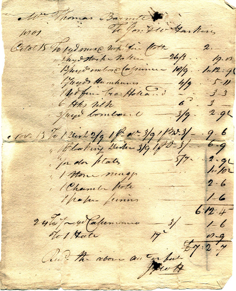  Bill dated Sept. 8, 1869 from Thomas S. Haddaway to J.H. Leonard