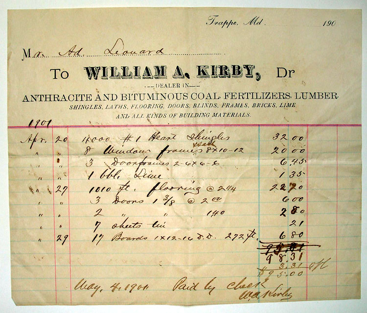 Letterhead of William A. Kirby dealer in coal, fertilizer and building 
materials, 190-