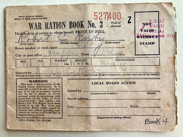 World War ll ration coupon book