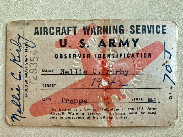 Nellie Kirby’s Aircraft Spotters I.D. card