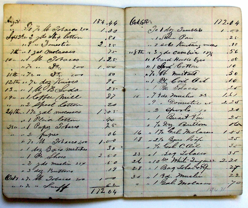 Mary E. Caulk's Pass Book with A.H. Valliant & Co., Trappe 1867